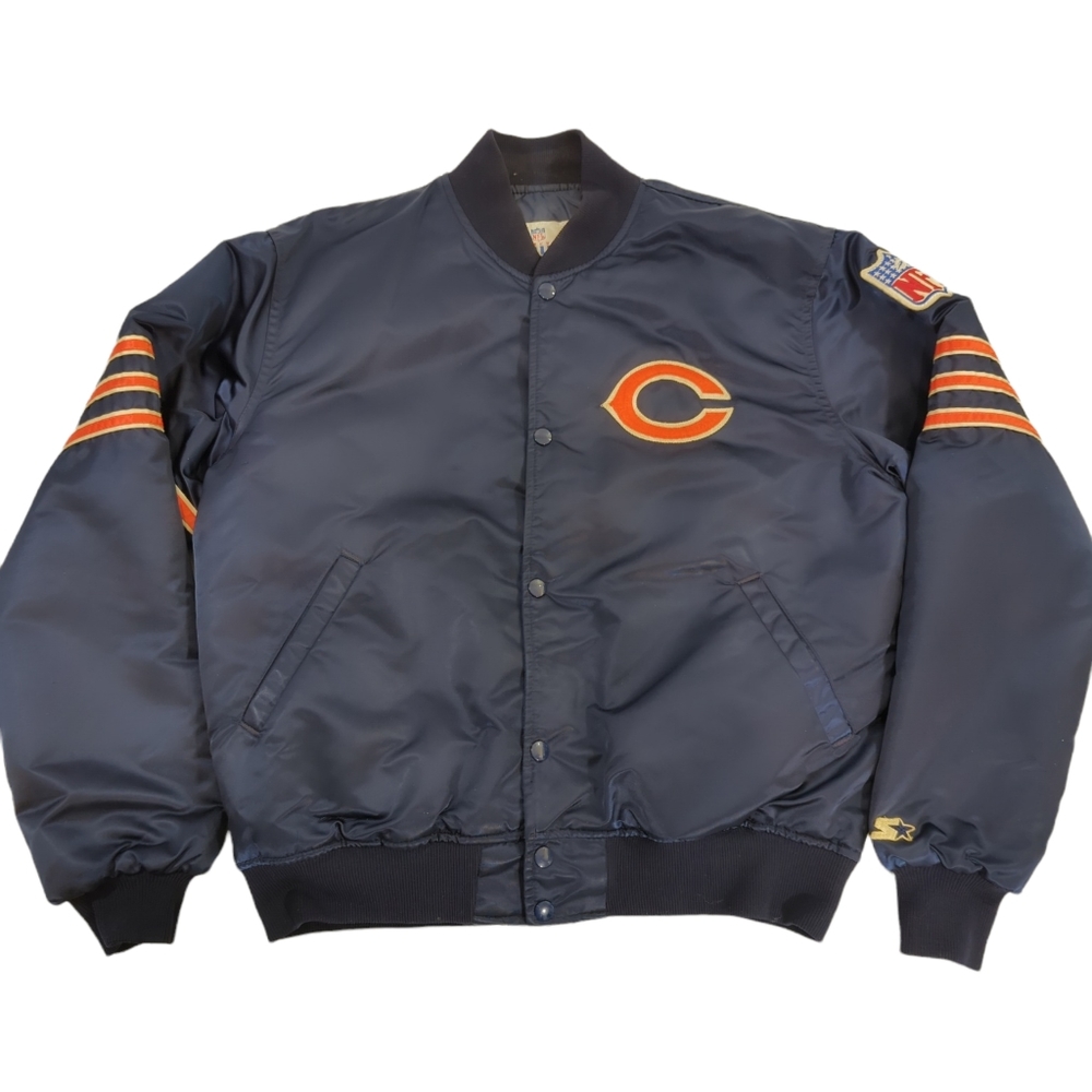 Vintage Navy Blue Chicago Bears Bomber Jacket
